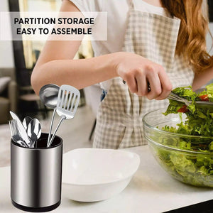 Rotating Stainless Steel Utensil Holder | حامل أدوات مطبخ دوار